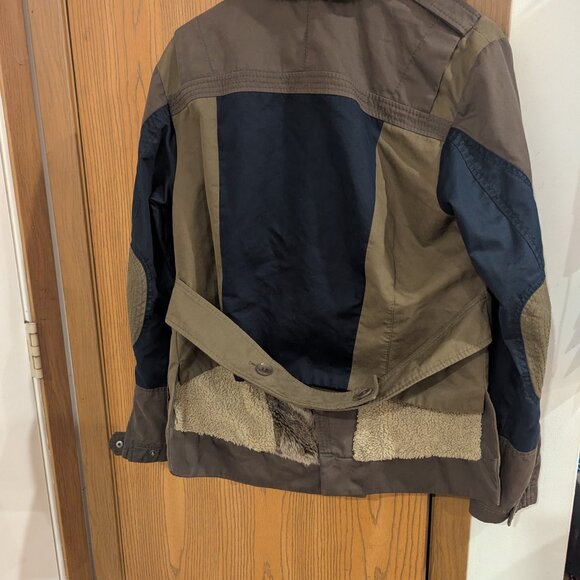 BCBG MAX AZRIA  Colorblock Faux Fur Lined Crop Zip Coat-Women's Size Medium - Picture 5 of 5